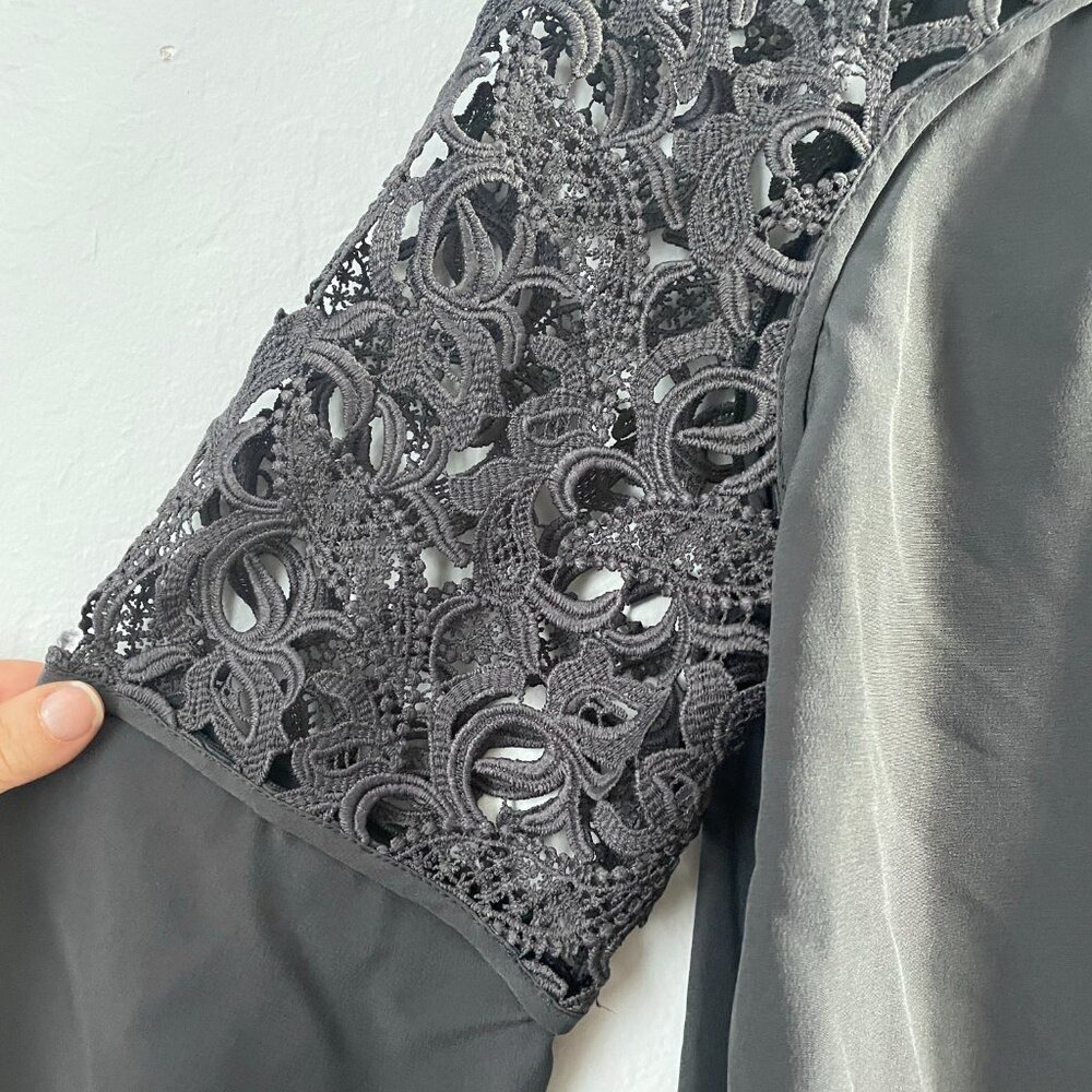 NWT Dorothee Schumacher Silk Button Up Collarless Lace Cut Out Blouse Size 2 / S - Picture 7 of 15
